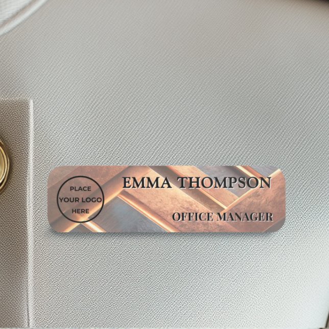 Industrial Chic Copper Facet Name Badge Custom 名札 (Creator Uploaded)