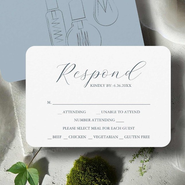 Industrial Chic Wedding Meal Choice RSVP Cards (Industrial chic wedding invitation suite features rsvp card Edison lightbulbs Victoria Grigaliunas)