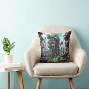 Industrial City Science Fiction Cushion