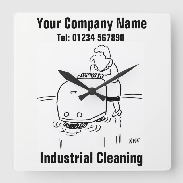 Industrial Cleaning Square Wall Clock (Front)