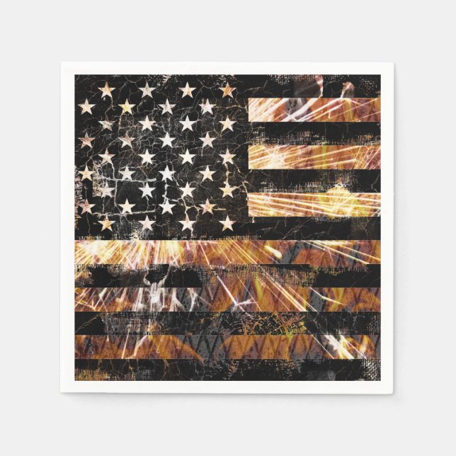 Industrial Construction Flag Sparks Napkin (Front)