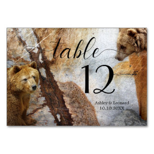 Industrial Design Bear Wedding Table Number Card