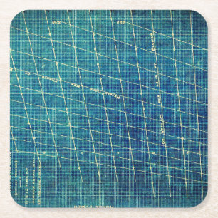 Industrial Displacement Blower Schematic Art Square Paper Coaster