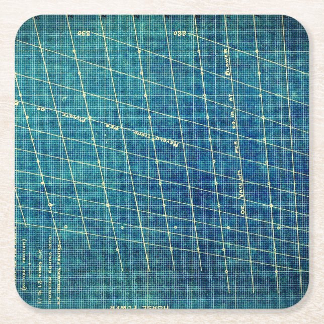 Industrial Displacement Blower Schematic Art Square Paper Coaster (Front)
