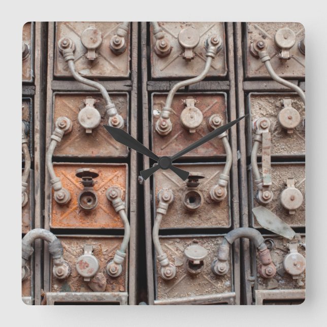 Industrial equipment in abandoned mine in Butte Square Wall Clock (Front)
