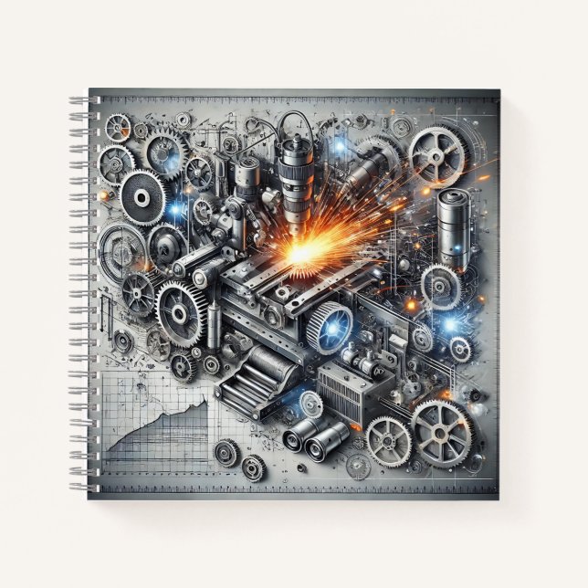 Industrial Gears & Mechanical Engineering Design Notebook (Front)