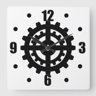 Industrial Gears Square Wall Clock