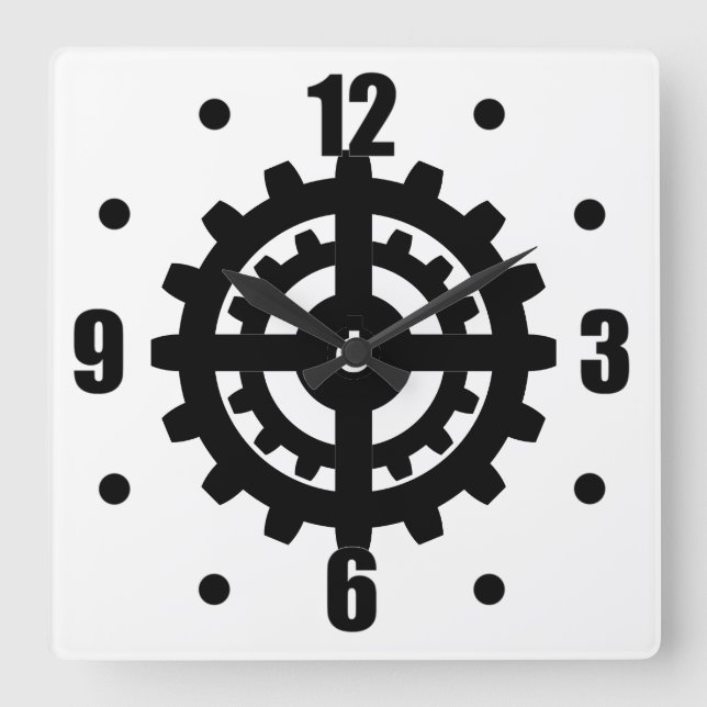 Industrial Gears Square Wall Clock (Front)