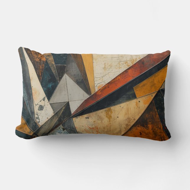 Industrial Geometry Fusion Abstract Surface Lumbar Cushion (Front)