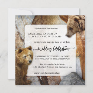 Industrial Granite Bear Wedding Invitation