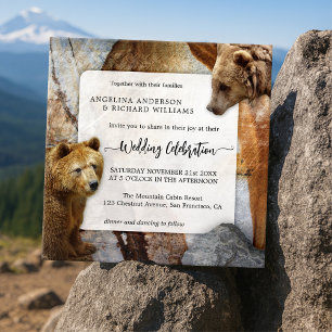 Industrial Granite Bear Wedding Invitation