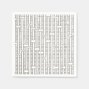 Industrial Grid-Black And White Modern Geometric Napkin