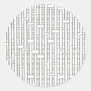 Industrial Grid-Black and White Modern Minimalist Classic Round Sticker