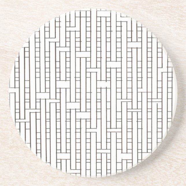 Industrial Grid-Black And White Modern Minimalist Coaster (Front)