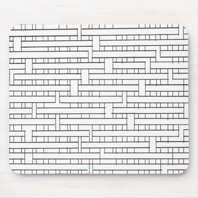 Industrial Grid-Black and White Modern Minimalist Mouse Pad (Front)