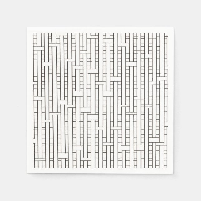 Industrial Grid-Black and White Modern Minimalist Napkin (Front)