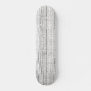Industrial Grid-Black and White Modern Minimalist Skateboard