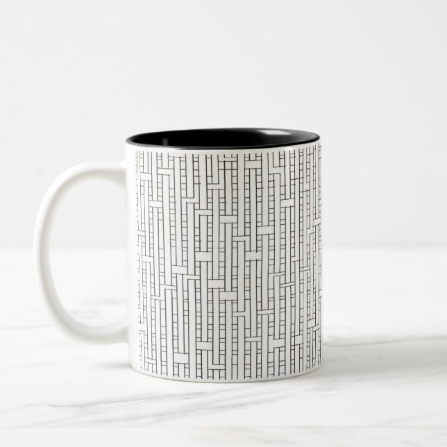 Industrial Grid-Modern Bauhaus Geometric Pattern Two-Tone Coffee Mug (Left)