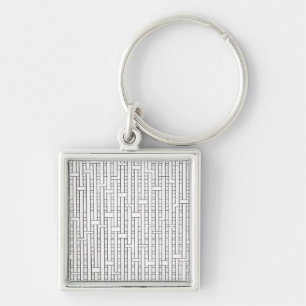 Industrial Grid-Modern Minimalist Bauhaus Key Ring