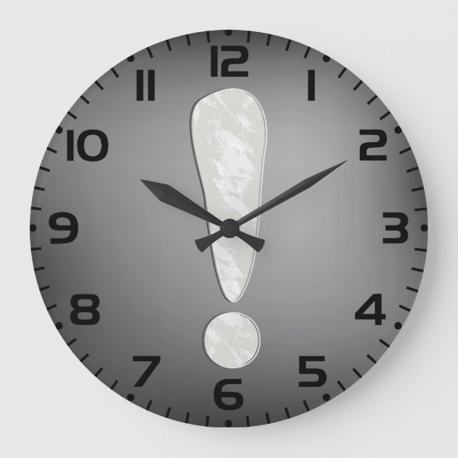 Industrial Grunge Exclamation Mark Symbol Large Clock (Front)
