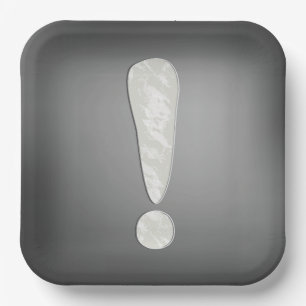 Industrial Grunge Exclamation Mark Symbol Paper Plate