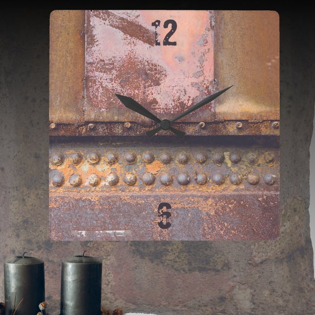 Industrial grunge rusted pattern  square wall clock (Creator Uploaded)