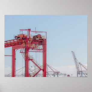Industrial Harbor Harbour Port Crane Sketch Poster