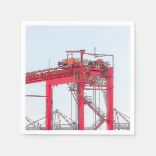 Industrial Harbour Harbour Port Crane Sketch Napkin