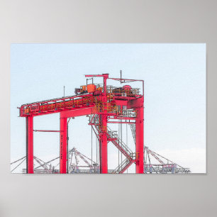 Industrial Harbour Harbour Port Crane Sketch Poster