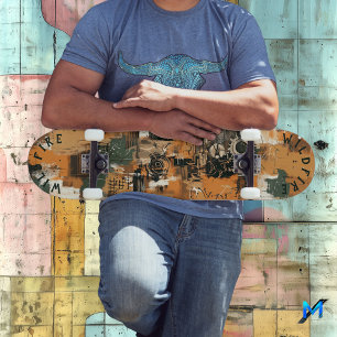 Industrial-Inspired with Abstract Mechanical Art Skateboard