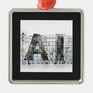 Industrial Letterform – AI Metal Ornament