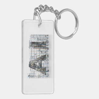Industrial Letterform Architecture Art Key Ring