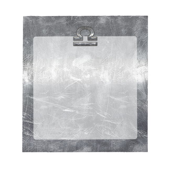 Industrial Libra Zodiac Sign in Silver Steel Notepad (Front)