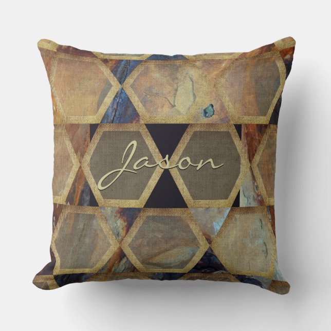 Industrial loft style brown bee aesthetic custom cushion (Front)