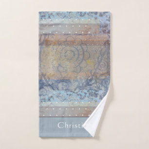 Industrial loft style brown blue aesthetic custom  hand towel