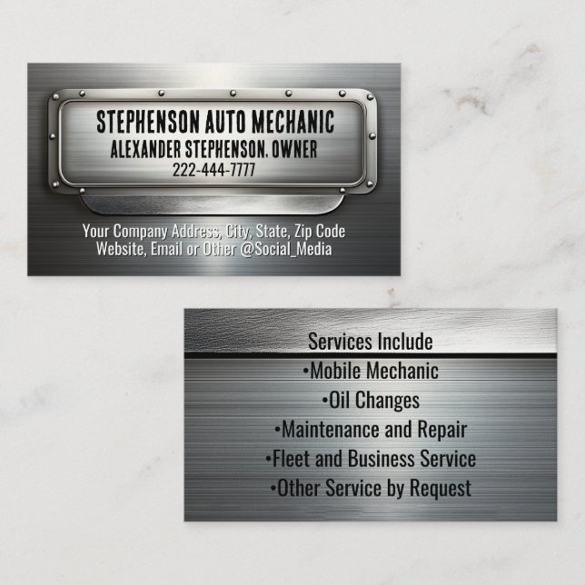 Industrial Metal Car Repair Auto Mechanic Welding Business Card (Front/Back)