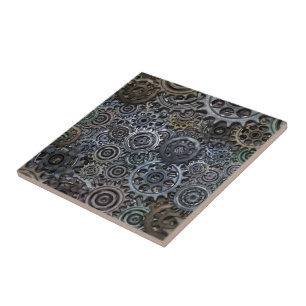 Industrial Metal Gear Design Ceramic Tile