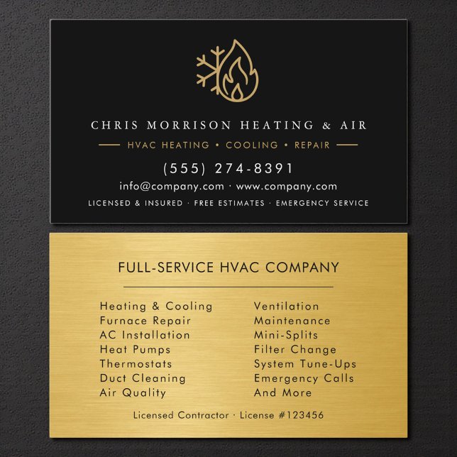 Industrial Metallic HVAC Technician Business Card (Creator Uploaded)