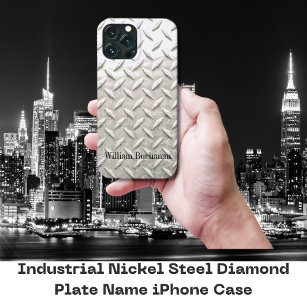 Industrial Nickel Steel Diamond Plate Name iPhone 13 Pro Max Case