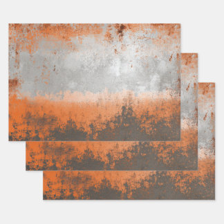 Industrial Orange and Silver Metallic Wrapping Paper Sheet