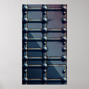 industrial patterns repeating metallic grids poster