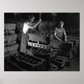Industrial Photo - Military Engine Blocks WW2 Poster
