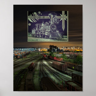 Industrial Revolution at Night Poster