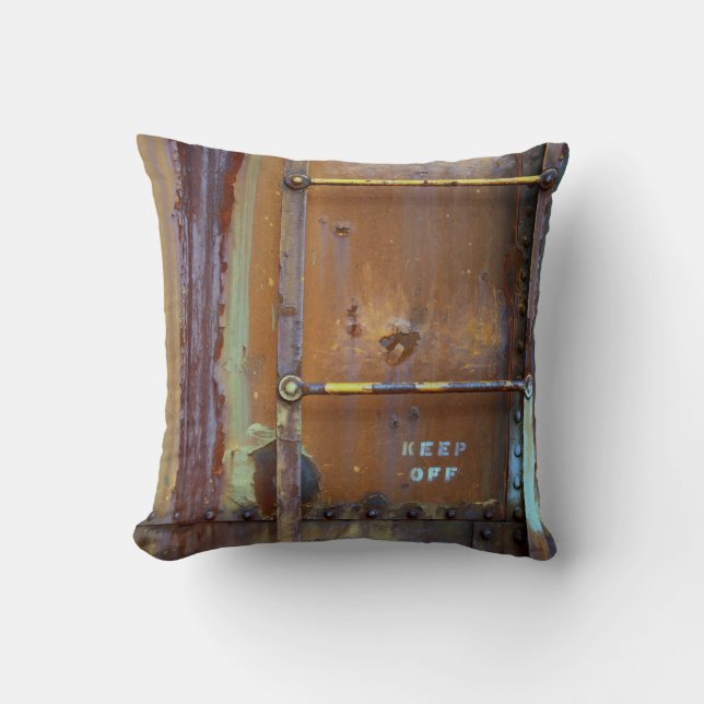 Industrial Rust: Keep Off Photography Cushion (Front)