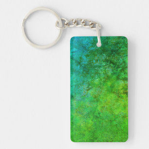 Industrial  Rustic Rust Inspired Art Green Blue  Key Ring
