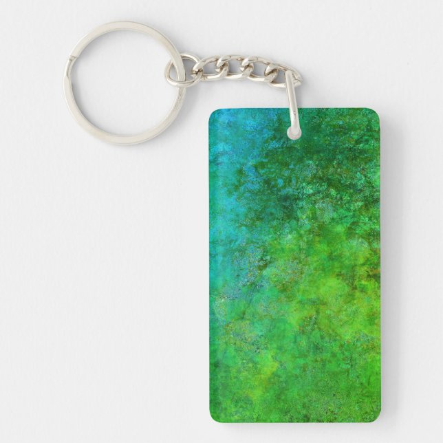 Industrial  Rustic Rust Inspired Art Green Blue  Key Ring (Front)
