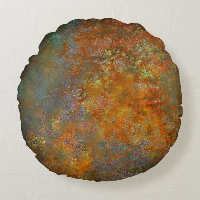 Industrial Rustic Rusty Copper Inspired Art Round Cushion (Front)