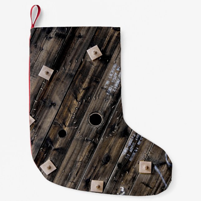 Industrial Rustic Wood Small Christmas Stocking (Front)