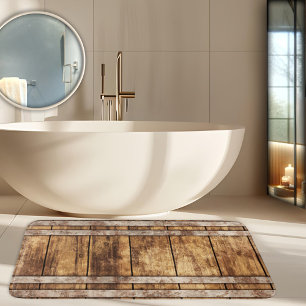 Industrial Rustic Wood Wine Barrel Bath Mat