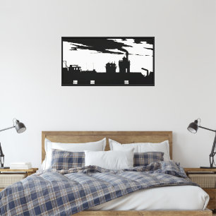 Industrial Shadow Vintage Amsterdam Skyline Canvas Print